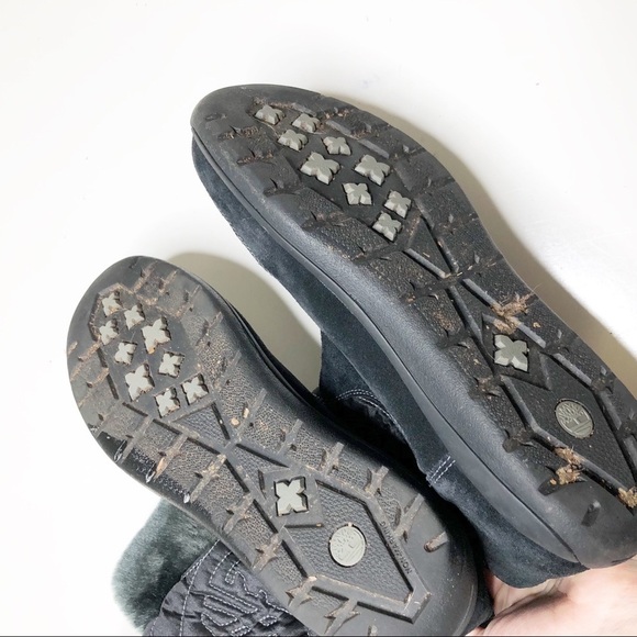 Timberland Suede Hollyberry Pull-On Winter Boot Faux Fur Trim Black 6.5 - Picture 7 of 8